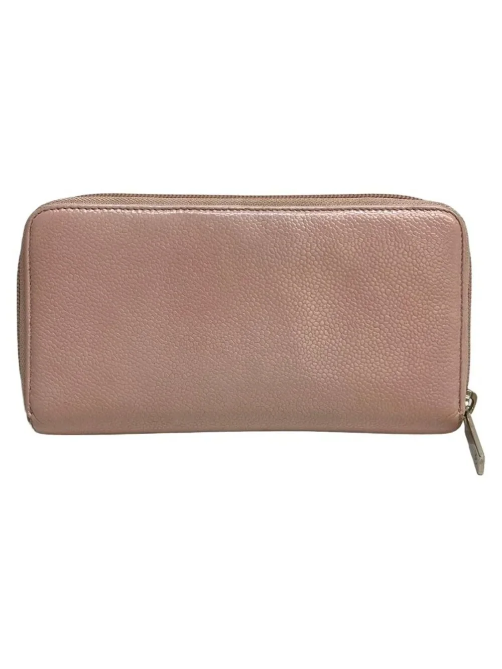 Chanel Wallet Light Pink CC Logo Silver Zip Around